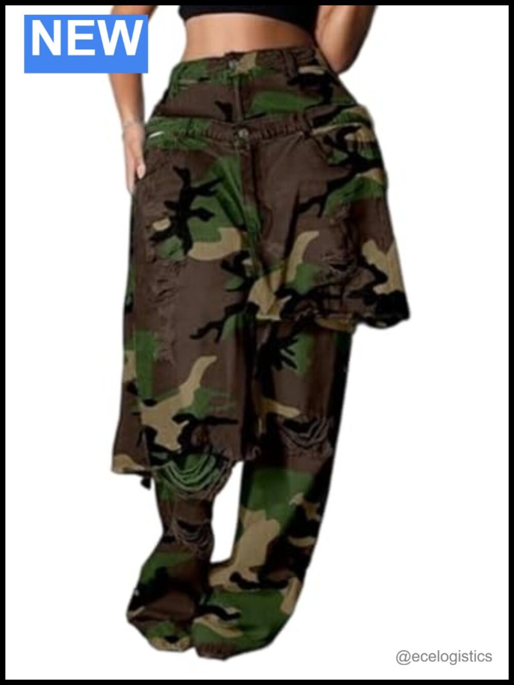 Women's High Waist Ripped Wide Leg Patchwork Baggy Streetwear Jeans
